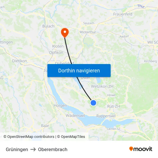 Grüningen to Oberembrach map