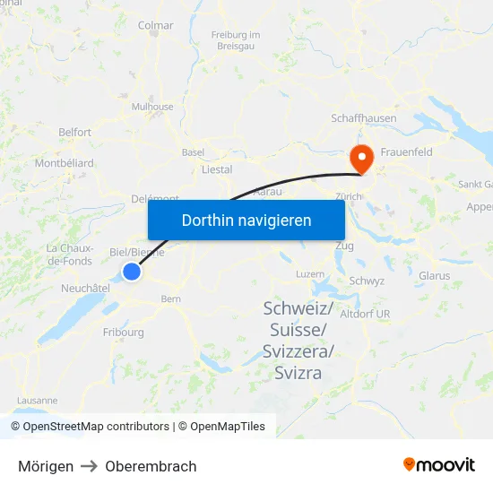 Mörigen to Oberembrach map