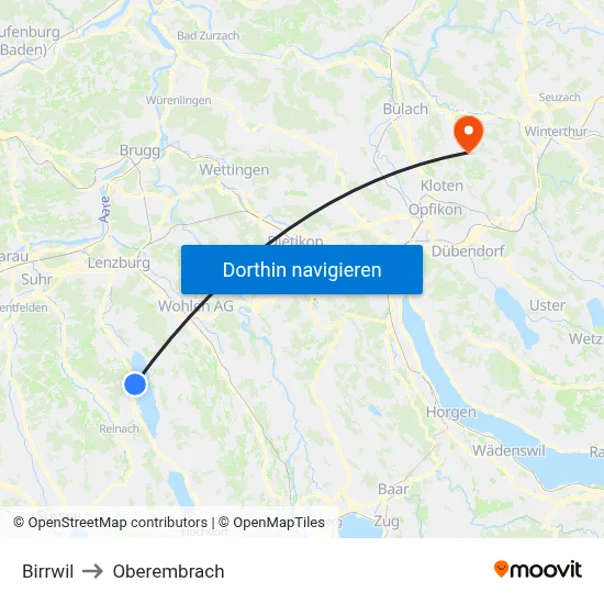 Birrwil to Oberembrach map