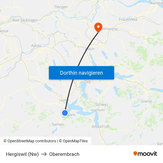 Hergiswil (Nw) to Oberembrach map