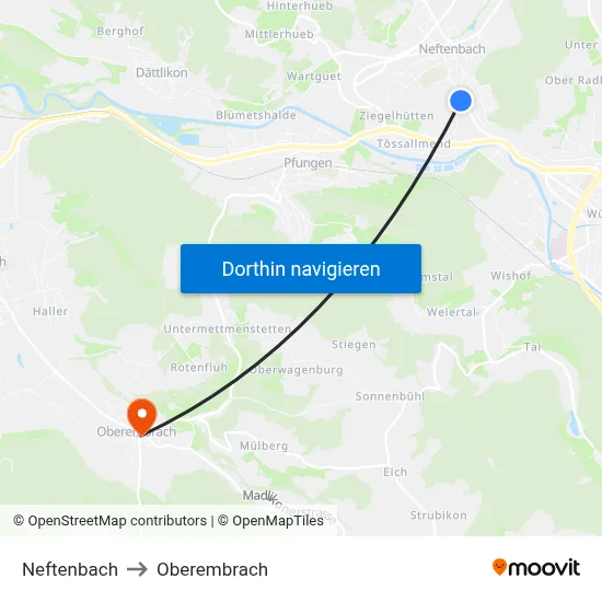 Neftenbach to Oberembrach map