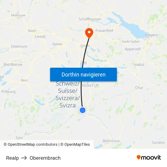 Realp to Oberembrach map
