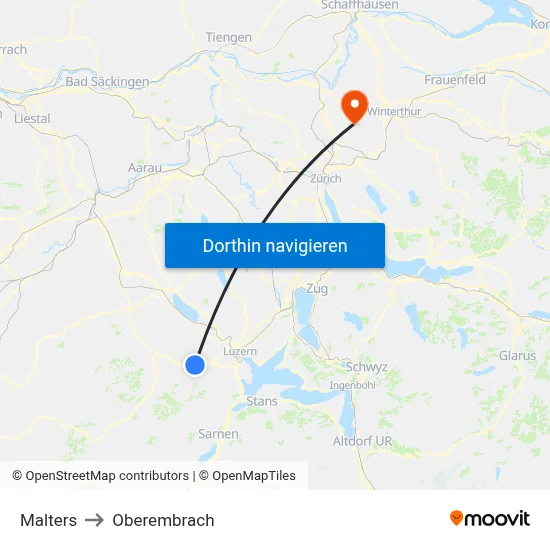 Malters to Oberembrach map