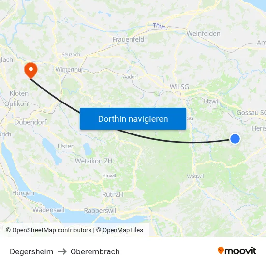 Degersheim to Oberembrach map