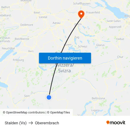 Stalden (Vs) to Oberembrach map