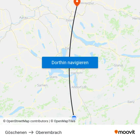 Göschenen to Oberembrach map
