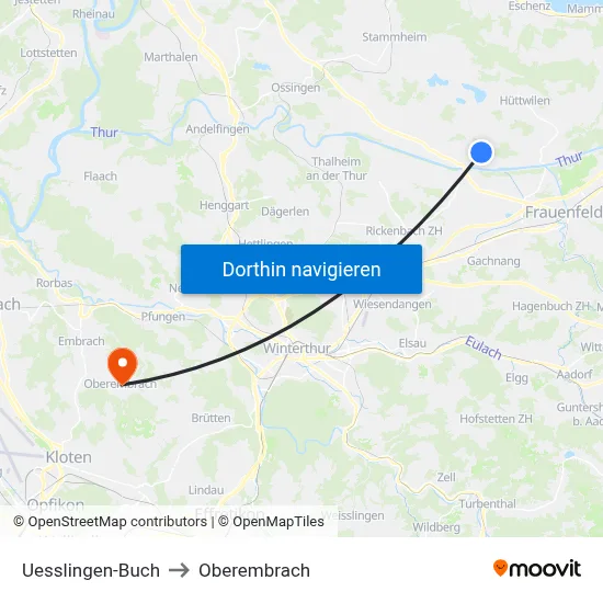 Uesslingen-Buch to Oberembrach map