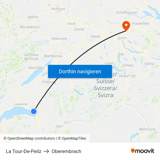 La Tour-De-Peilz to Oberembrach map