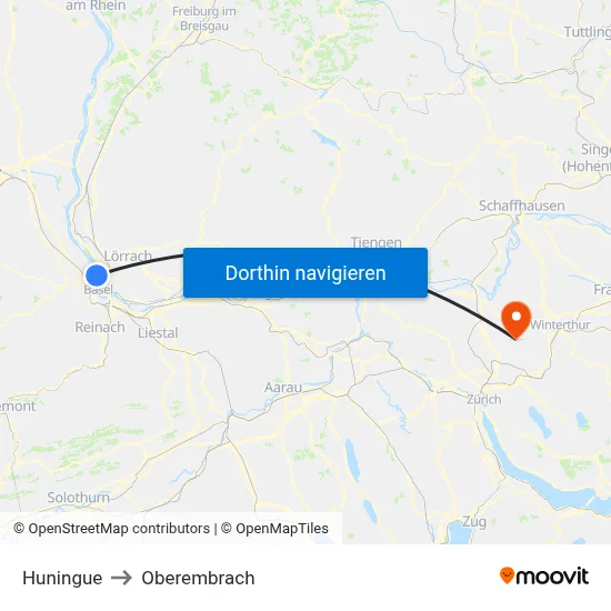 Huningue to Oberembrach map