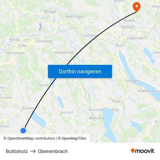 Buttisholz to Oberembrach map