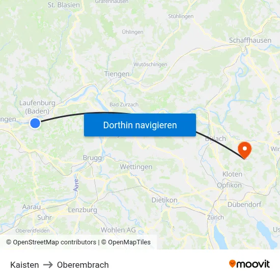 Kaisten to Oberembrach map