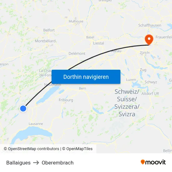 Ballaigues to Oberembrach map