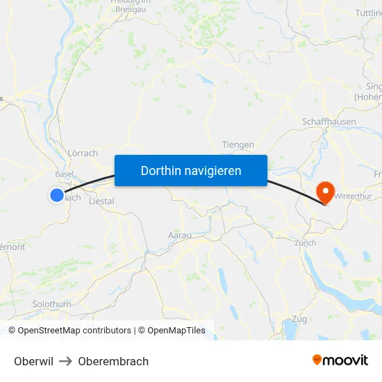 Oberwil to Oberembrach map