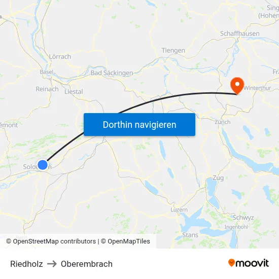 Riedholz to Oberembrach map