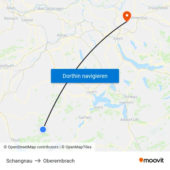 Schangnau to Oberembrach map