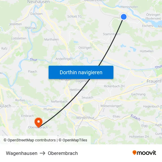 Wagenhausen to Oberembrach map