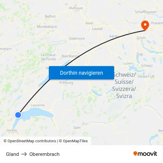 Gland to Oberembrach map