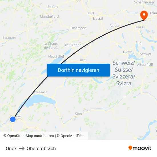 Onex to Oberembrach map
