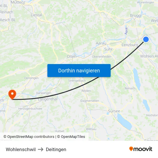 Wohlenschwil to Deitingen map