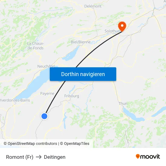 Romont (Fr) to Deitingen map
