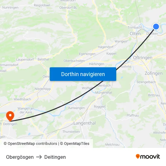 Obergösgen to Deitingen map