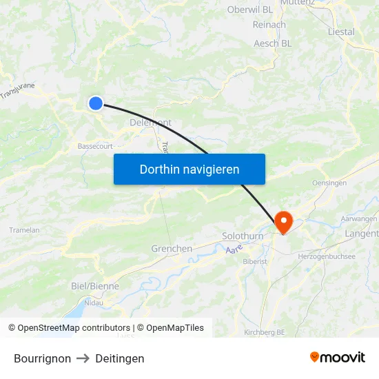 Bourrignon to Deitingen map