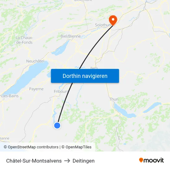 Châtel-Sur-Montsalvens to Deitingen map