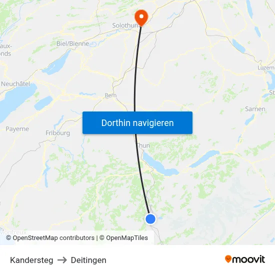 Kandersteg to Deitingen map