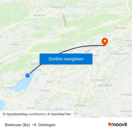 Bielersee (Be) to Deitingen map