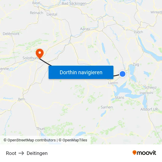 Root to Deitingen map