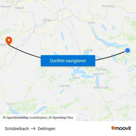Schübelbach to Deitingen map