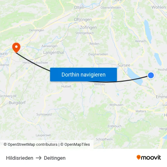 Hildisrieden to Deitingen map