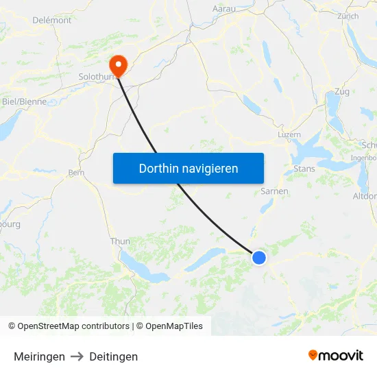 Meiringen to Deitingen map
