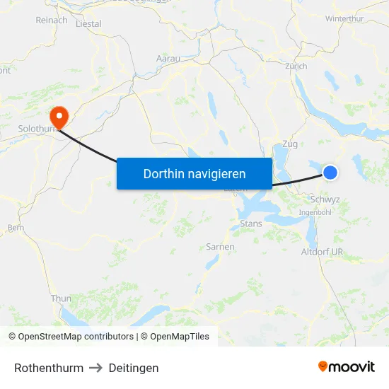 Rothenthurm to Deitingen map