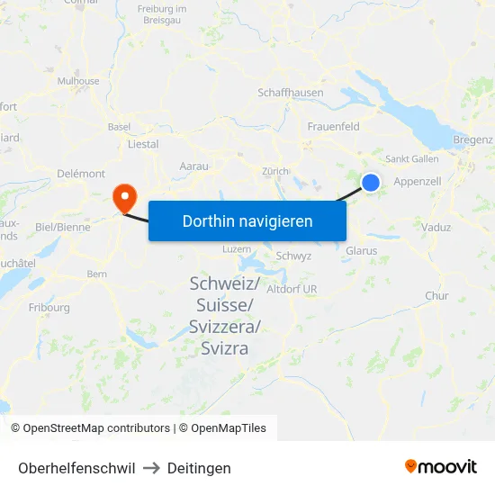 Oberhelfenschwil to Deitingen map