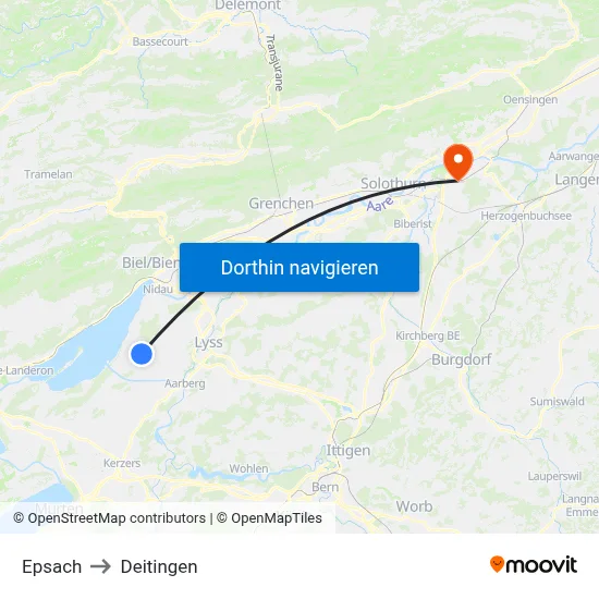 Epsach to Deitingen map