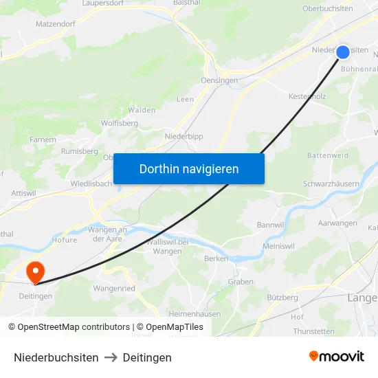 Niederbuchsiten to Deitingen map