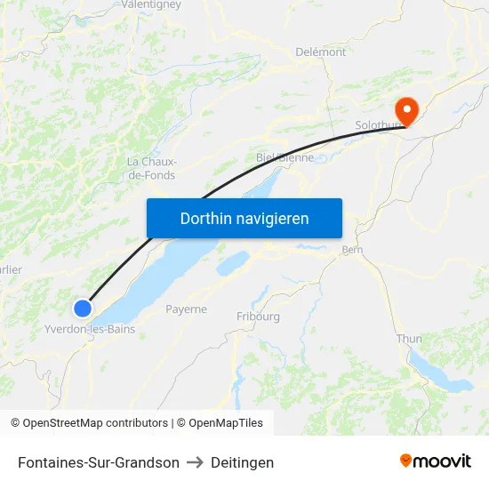 Fontaines-Sur-Grandson to Deitingen map