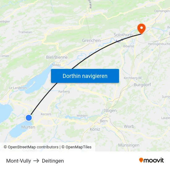 Mont-Vully to Deitingen map