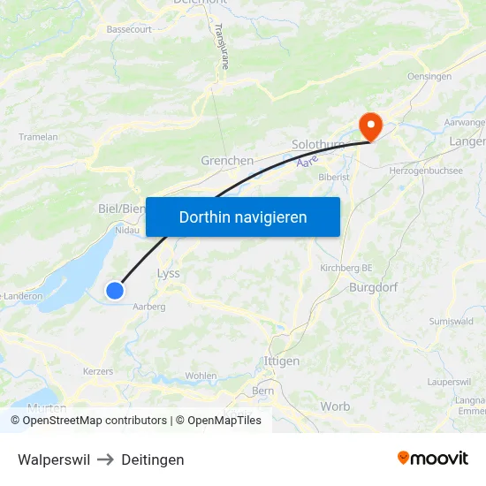 Walperswil to Deitingen map
