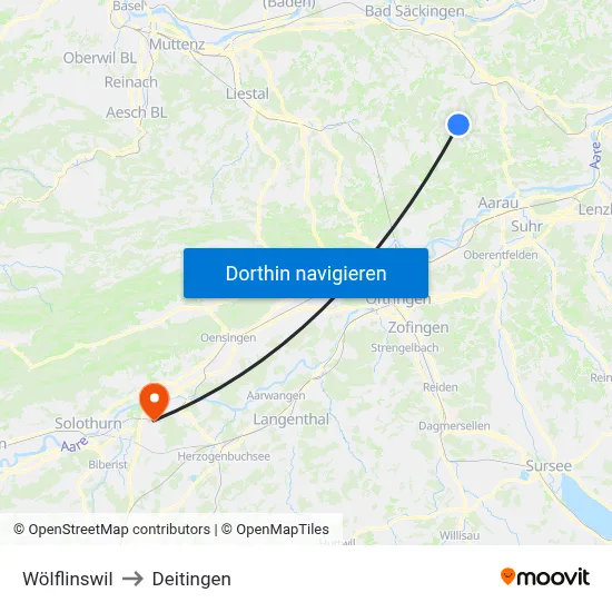 Wölflinswil to Deitingen map