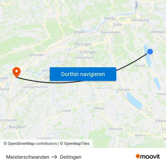 Meisterschwanden to Deitingen map