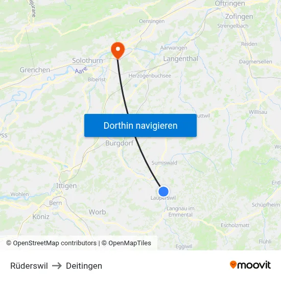 Rüderswil to Deitingen map
