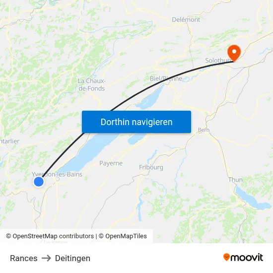 Rances to Deitingen map