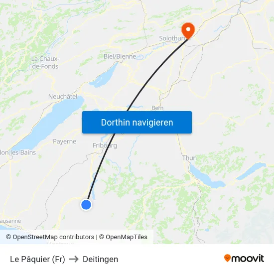 Le Pâquier (Fr) to Deitingen map