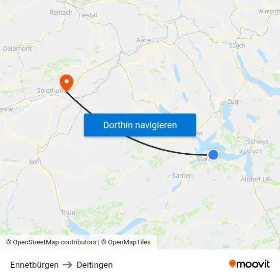 Ennetbürgen to Deitingen map