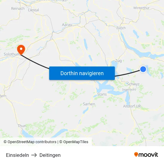Einsiedeln to Deitingen map