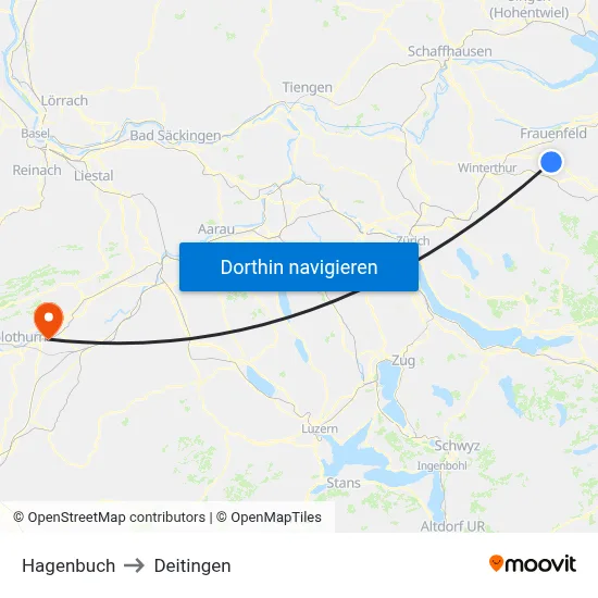 Hagenbuch to Deitingen map