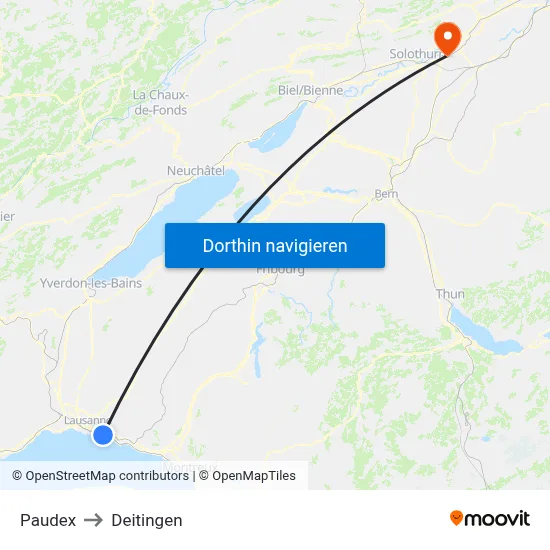 Paudex to Deitingen map