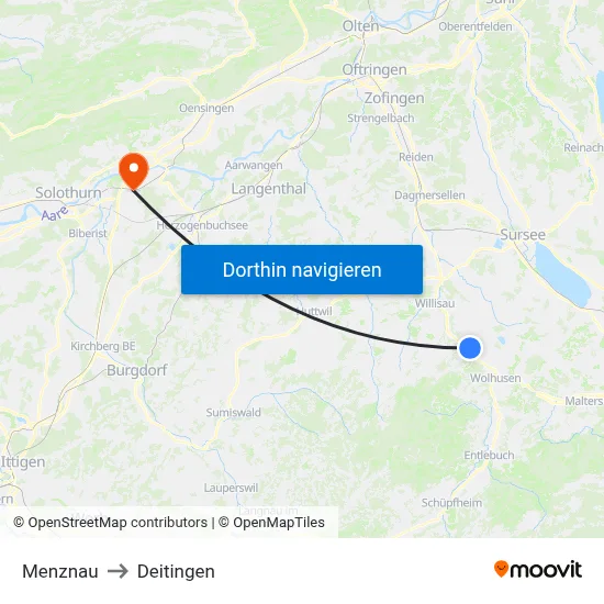 Menznau to Deitingen map